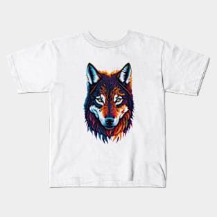 Colorful Face Wolf Kids T-Shirt